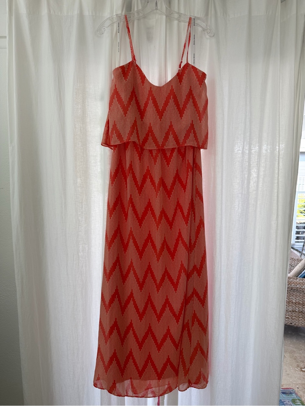 Bisou Bisou Coral Chevron Maxi Dress